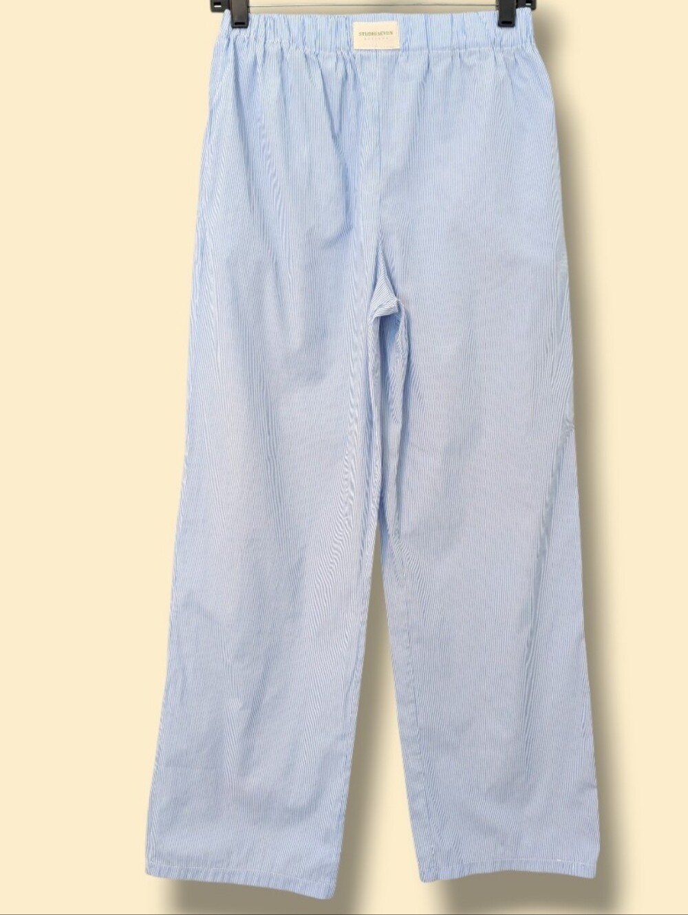 Studio Seven Designs Blue Stripe Poplin Cotton Foldover Lila Lounge Pants Sm — image 2 of 8
